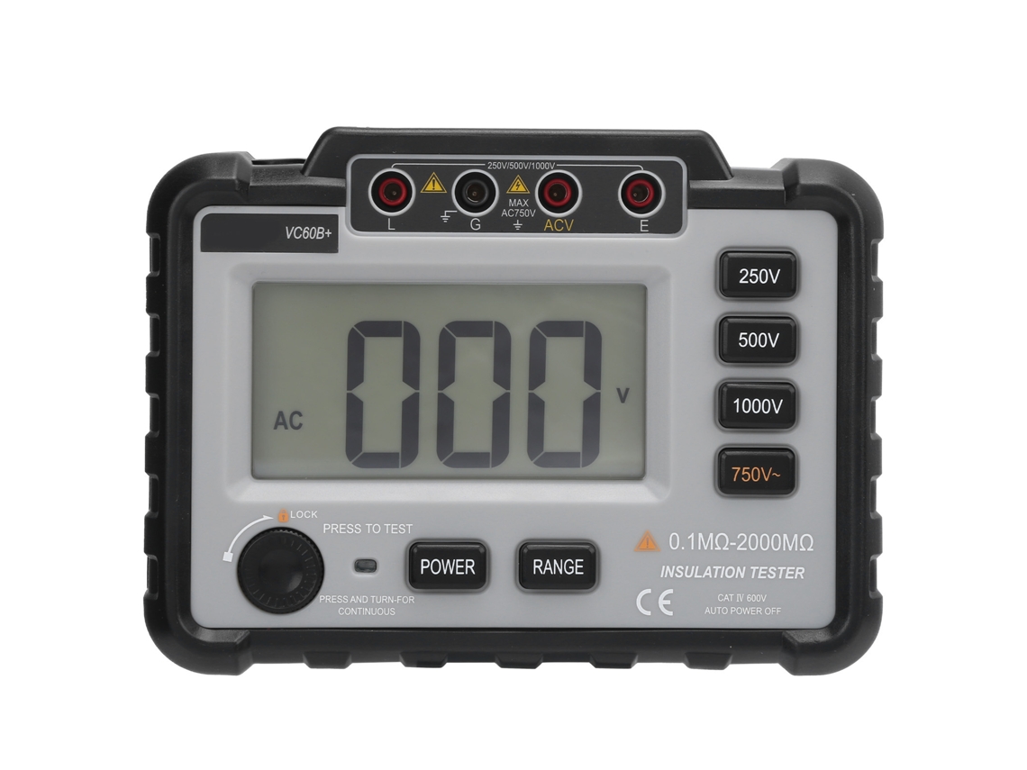 Tester De Resistencia De Aislamiento Megohmetro Vc60b+ 250/500/1000v Lcd