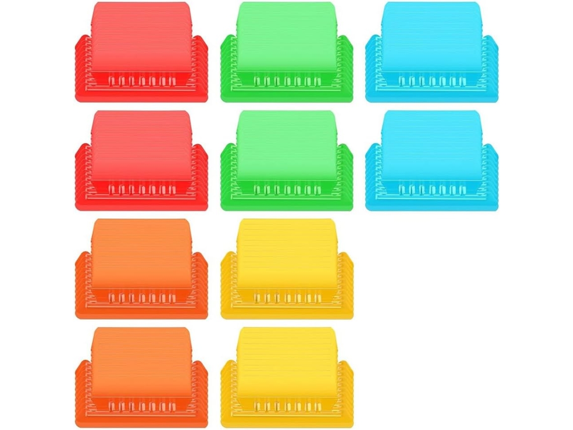 100 abas para pendurar macarrão de 8cm, 3, 15 fileiras, abas de plástico para pendurar, multicoloridas