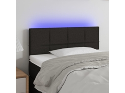 Vidaxl Cabeceira De Cama C/ Luzes Led Tecido 100x5x78/88 Cm Preto