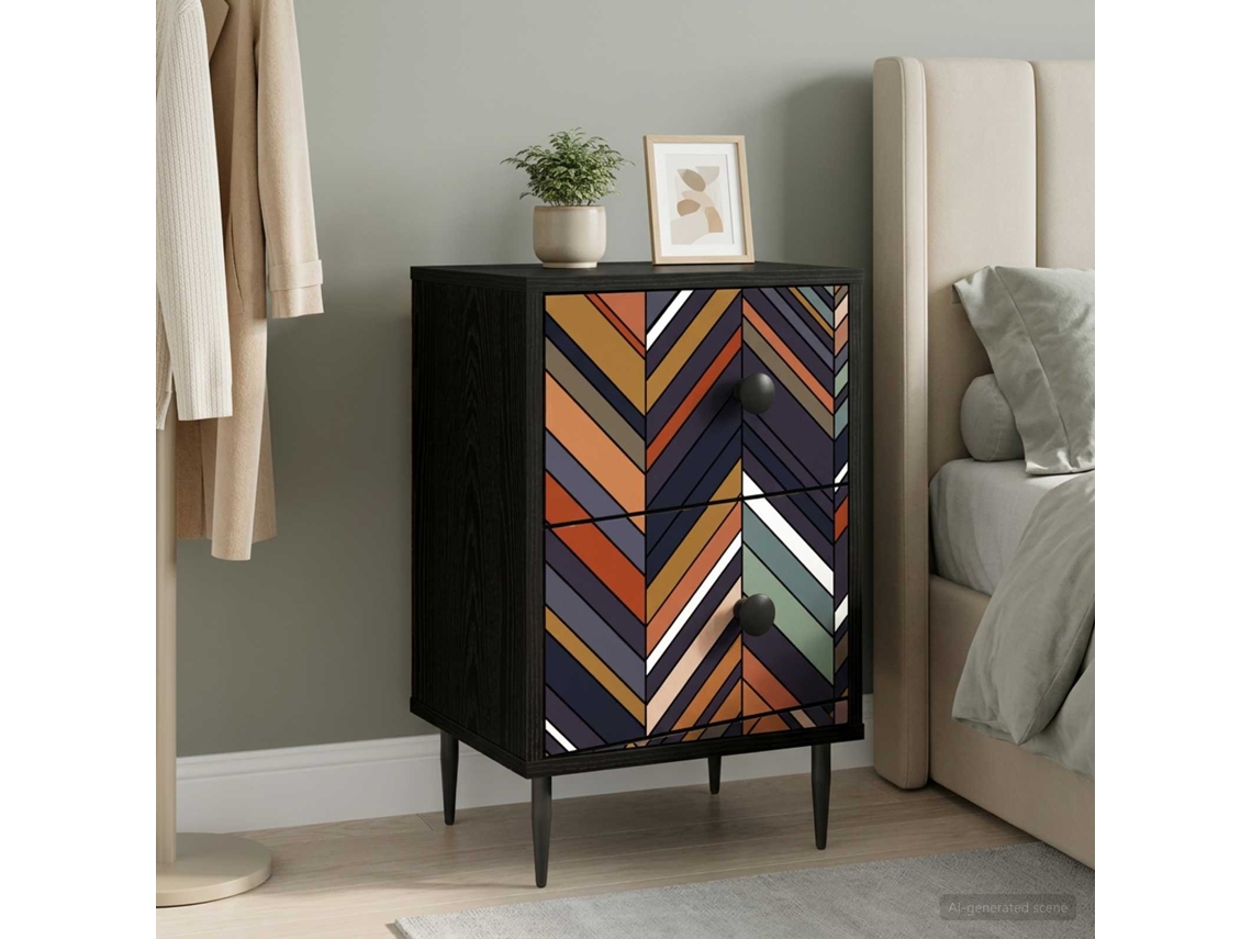 Vidaxl Armário De Cabeceira Ommen Carvalho Preto 36 X 33 X 61 Cm