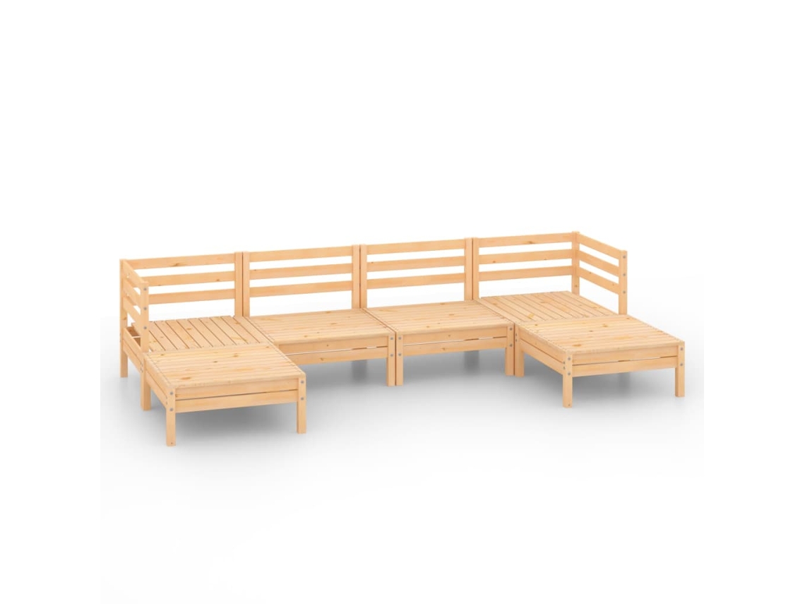 6 Pcs Conjunto Lounge de Jardim Pinho Maciço MAISON EXCLUSIVE