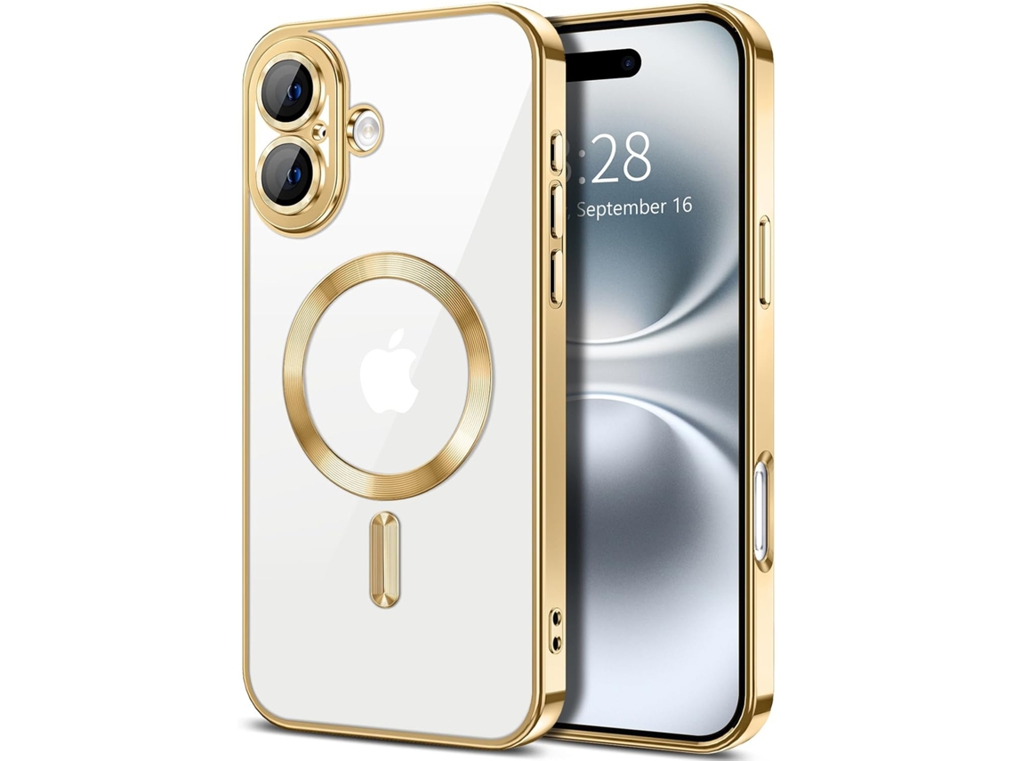 Capa Para Iphone 17 - Capa Metálica Com Compatibilidade Magnética, Design Fino - Dourada