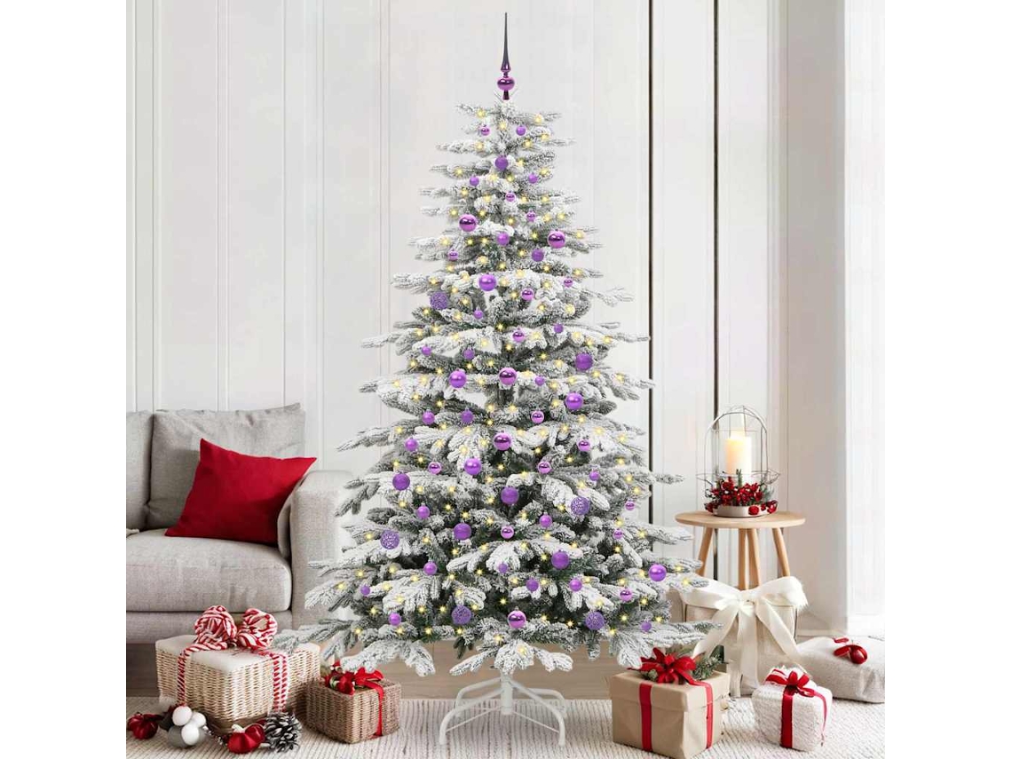 Vidaxl Árvore De Natal Articulada Artificial Branco 210 Cm Pe E Pvc