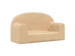 vidaXL Sofá infantil 2 lugares peluche macio creme