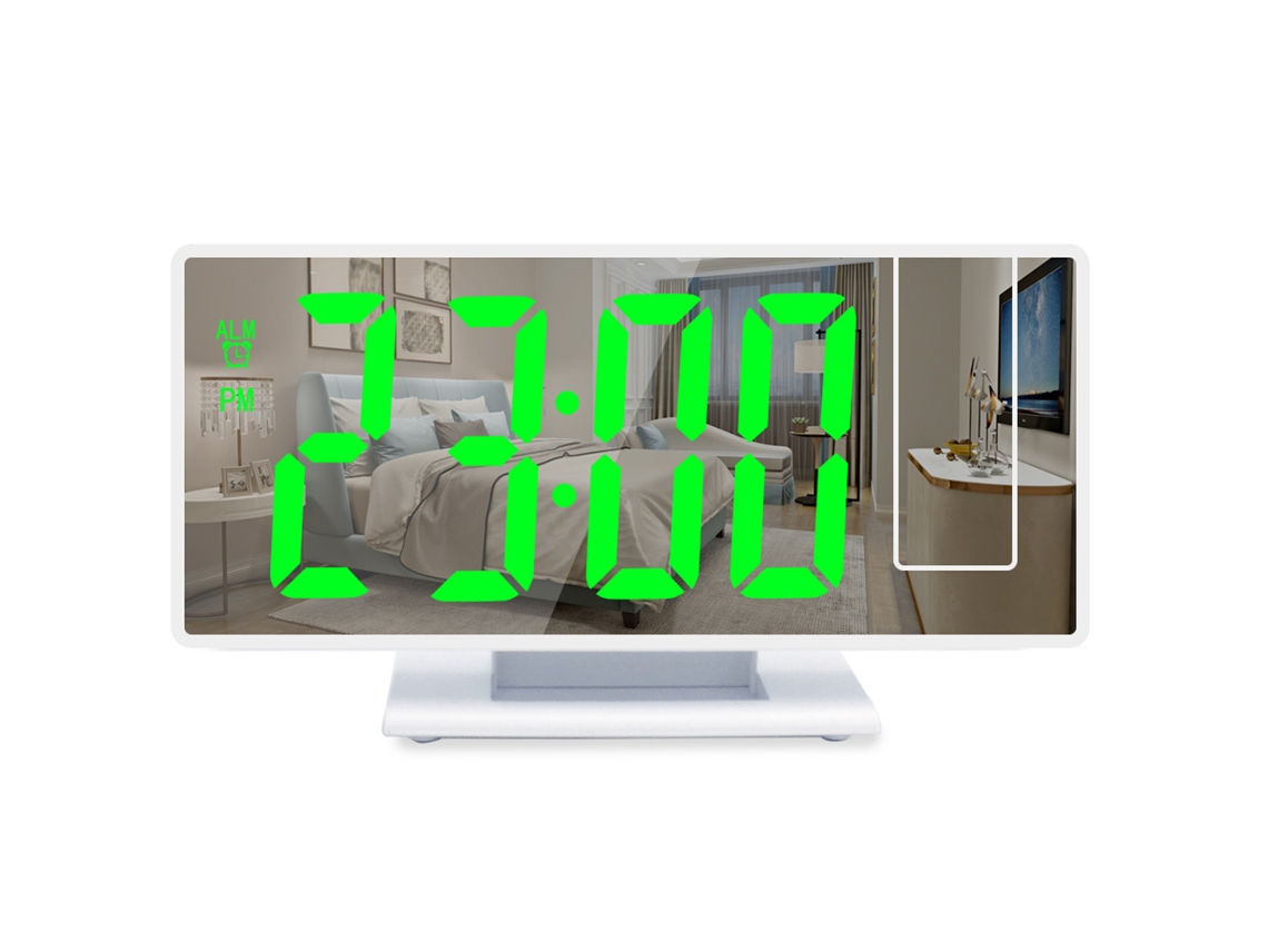 Despertador com Projeção Led Grande Usb Soneca Memória 12/24H NEVEANCE