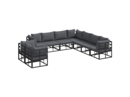 Conjunto 9 Assentos De Jardim Vidaxl Preto Alumínio (283 X 283 X 71 Cm)