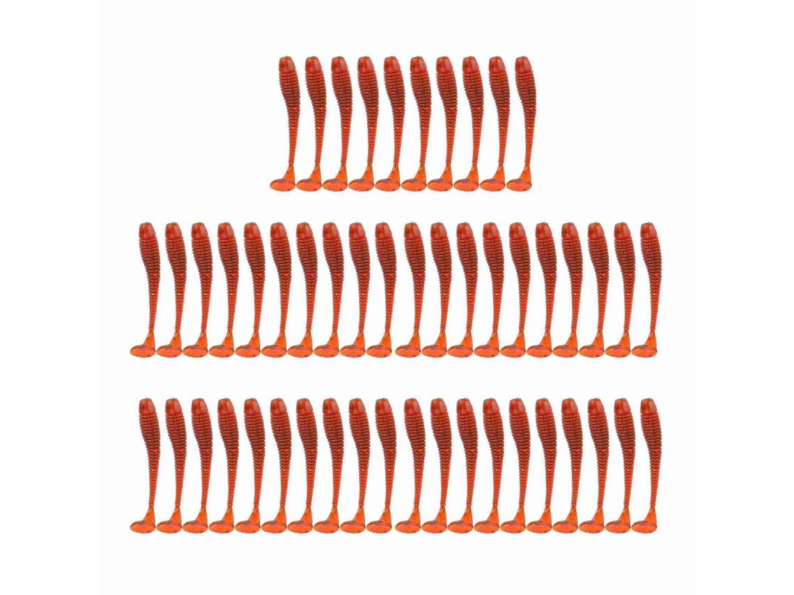 Isca de Pesca Soft 5cm T Tail 50pcs Vermelha