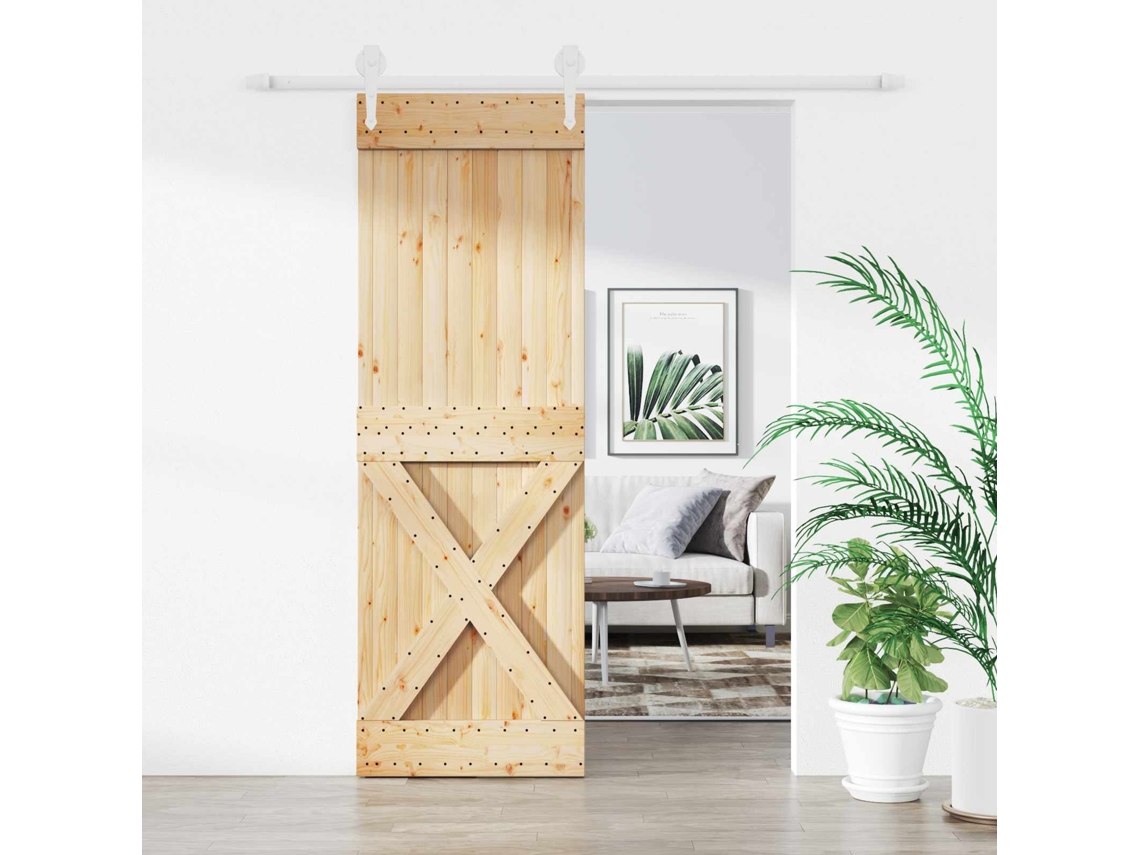 Vidaxl Porta Deslizante 70 X 210 Cm Natural E Branco