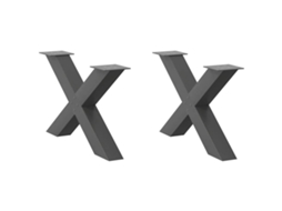 Vidaxl Pés Para Mesa De Centro Em Formato De X, 2 Peças, Antracite, 70x (42-43) Cm, Aço