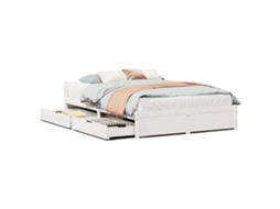 Cama Sem Colchão 140x190 cm Madeira de Pinho Maciça Branco MAISON EXCLUSIVE