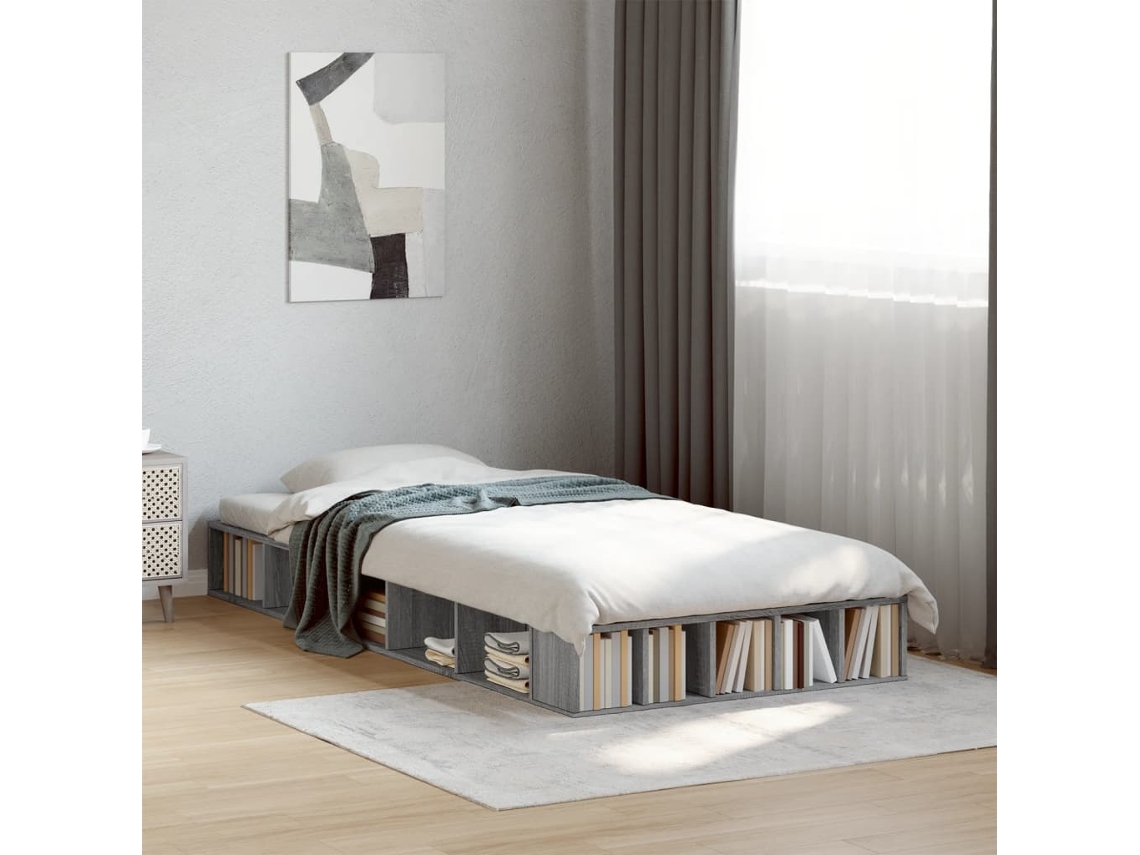 Vidaxl Estrutura Cama 75x190 Cm Derivados De Madeira Cinzento Sonoma