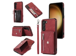 Capa Para Samsung Galaxy S23 Ultra 5g Com Zíper, Compartimentos Para Cartão Rfid E Cordão Curto.