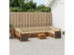 Vidaxl Conjunto De Sofás Para Exterior 8 Unid. Natural