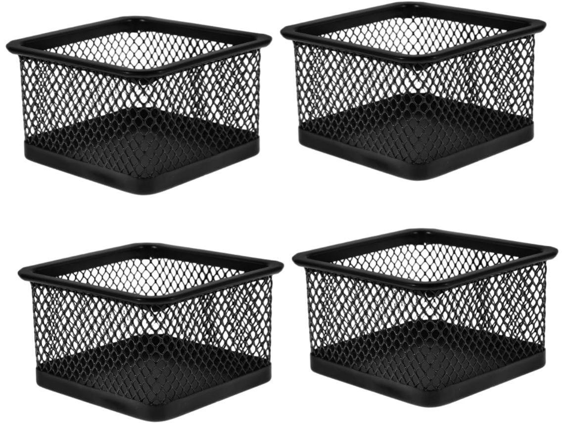 Porta clips de Papel Imikeya, Grande, Quadrado, em Ferro Preto, Conjunto com 4 Unidades, Ideal para Escritório