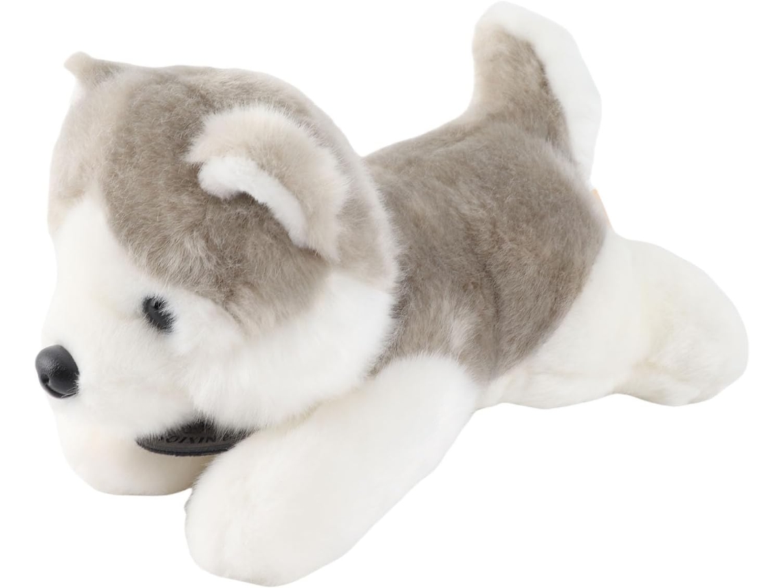 Filhote De Husky Pelúcia Realista 60 Cm Com Pelos Que Imitam A