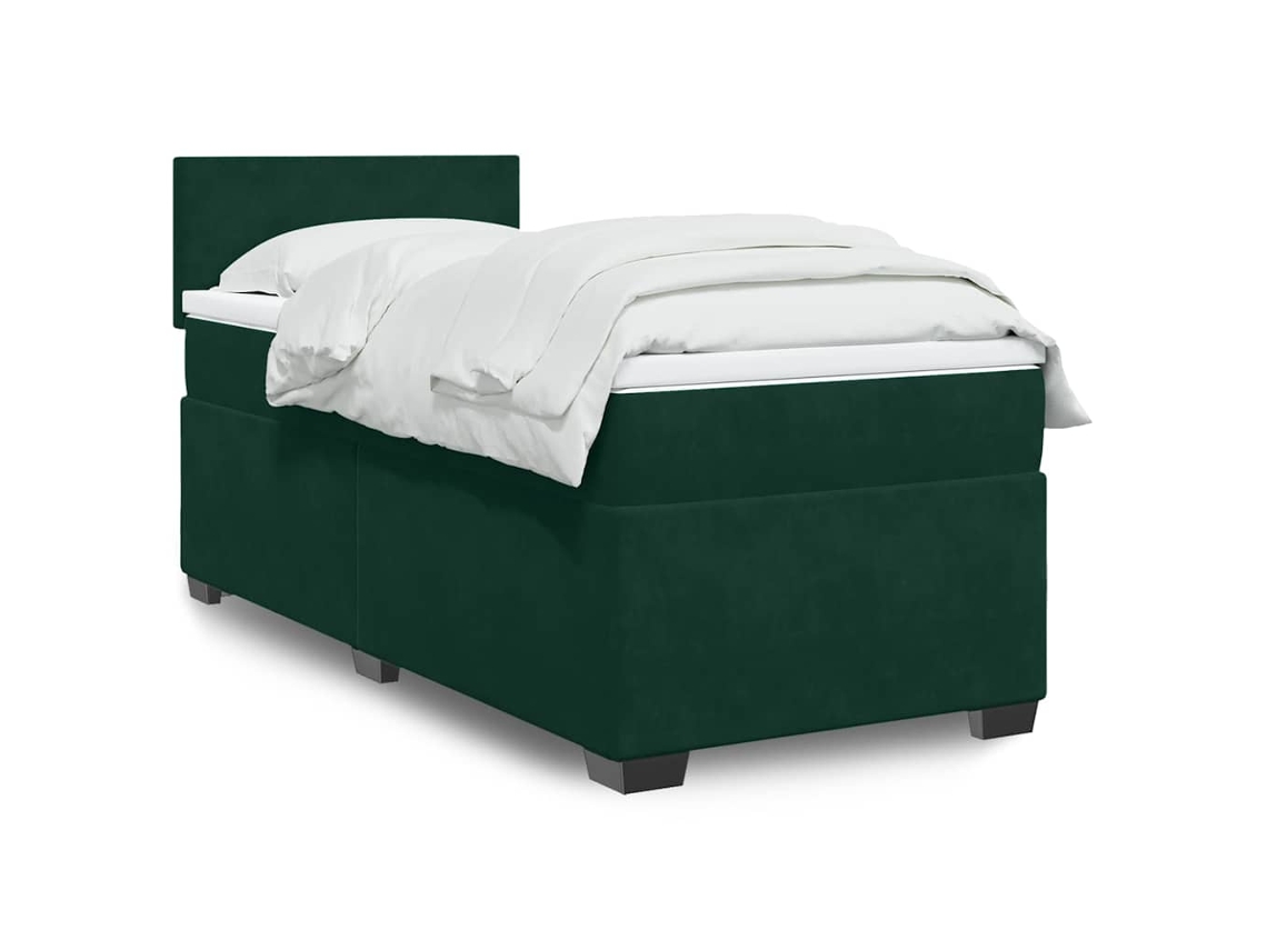Vidaxl Cama Com Molas/colchão 80x200 Cm Veludo Verde-escuro