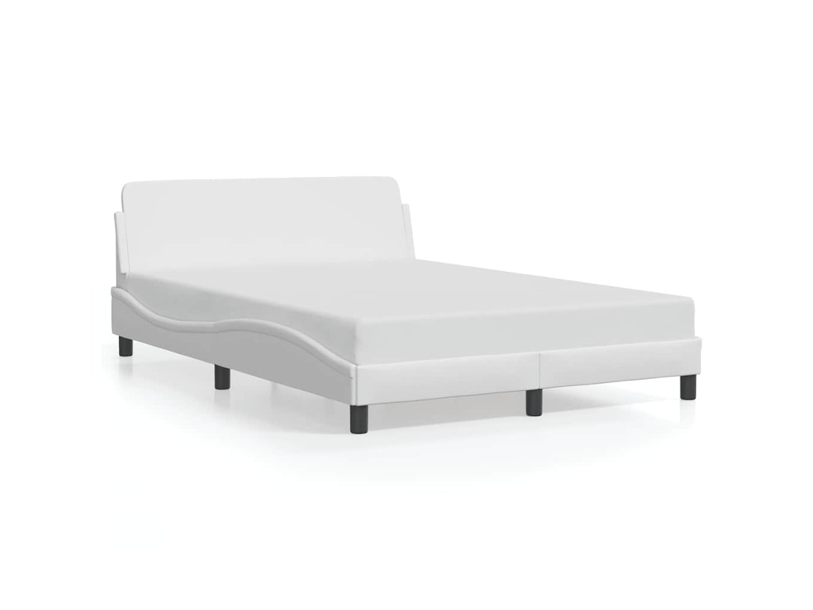 Bed Frame, Bed Frames Vidaxl Branco Couro Artificial (140 X 190 Cm)