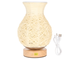 Rebe-lámpara De Mesa De Noche De Ratán Con Vaso Cargable Usb 1600mah Luz Cálida Regulable Led Para Hogar