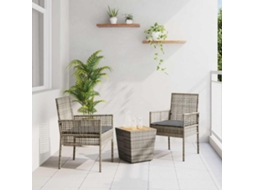 Vidaxl Conjunto Bistro De Jardim 3 Unid. Cinzeto Vime Pe
