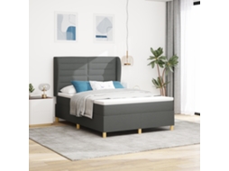 Box Spring Com Colchão Cinza Escuro 140x190 Cm Tecido