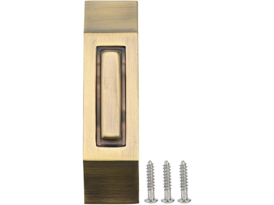 Campainha Button Iluminado com Fio Bronze, Zinco League, Montagem Robusta na Parede com Visibilidade Noturna em LED