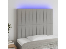 Vidaxl Cabeceira Cama C/ Luzes Led Tecido 100x5x118/128cm Cinza-claro