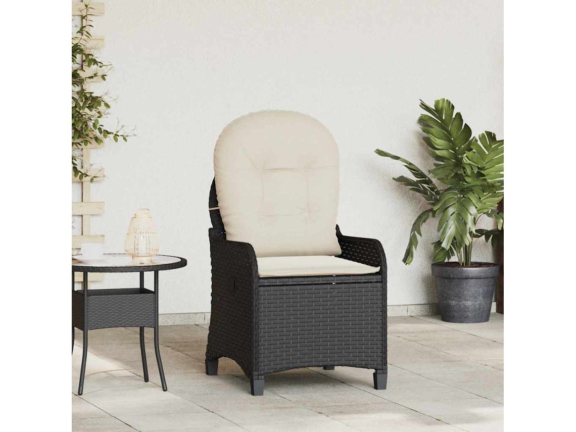 Vidaxl Poltrona Reclinável Com Almofada Preto 56 X 66 X 95 Cm Vime Pe