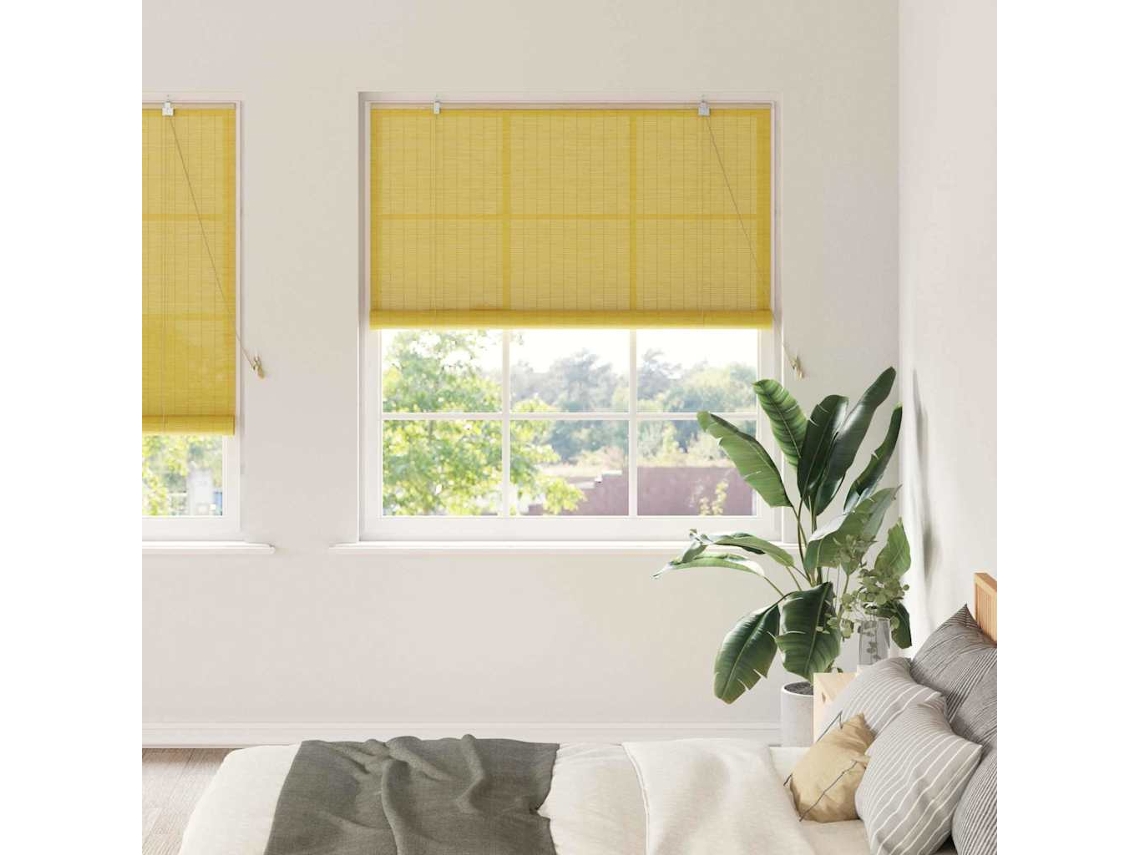 Vidaxl Estores De Rolo Amarelo 150 X 220 Cm Bambu