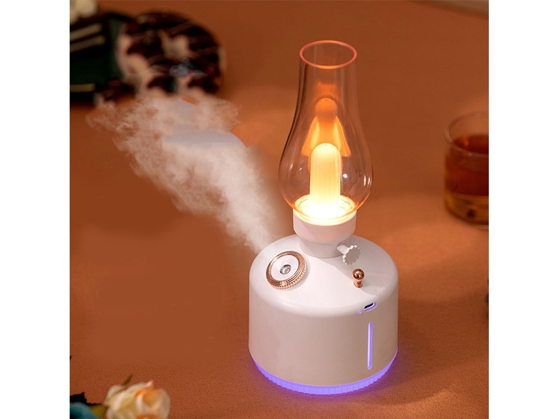 Umidificador de mesa Heepdd, difusor de luz vintage com querosene recarregável via USB, ABS-PET, 280 ml