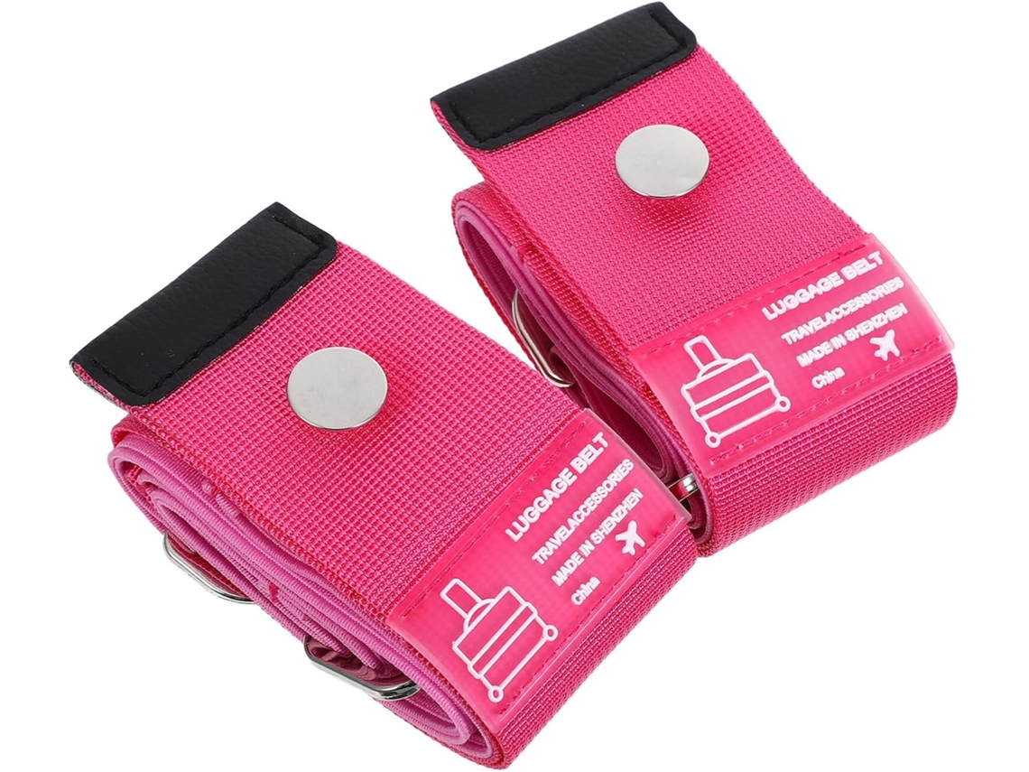 Conjunto De 2 Cintas Elásticas Para Bagagem, Tamanho Pequeno, Rosa Fúcsia, Fivelas De Metal Ajustáveis, Cintas De