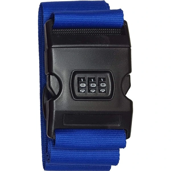 Cinta De Segurança Para Bagagem Pessoal, 180 Cm X 5 Com Cadeado, Estampada(azul Com Cadeado)