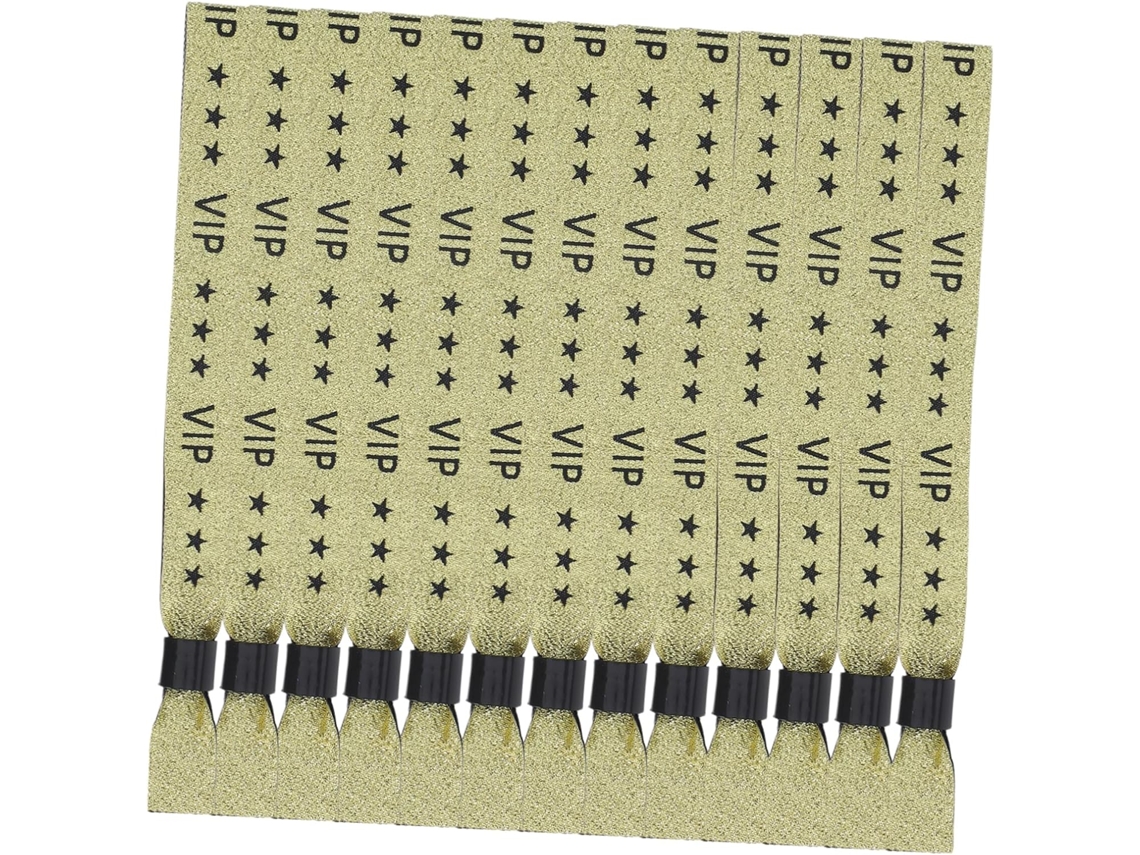 Pulseiras Sewacc duráveis e resistentes para eventos, com design exclusivo em textura dourada, pacote com 20 unidades.