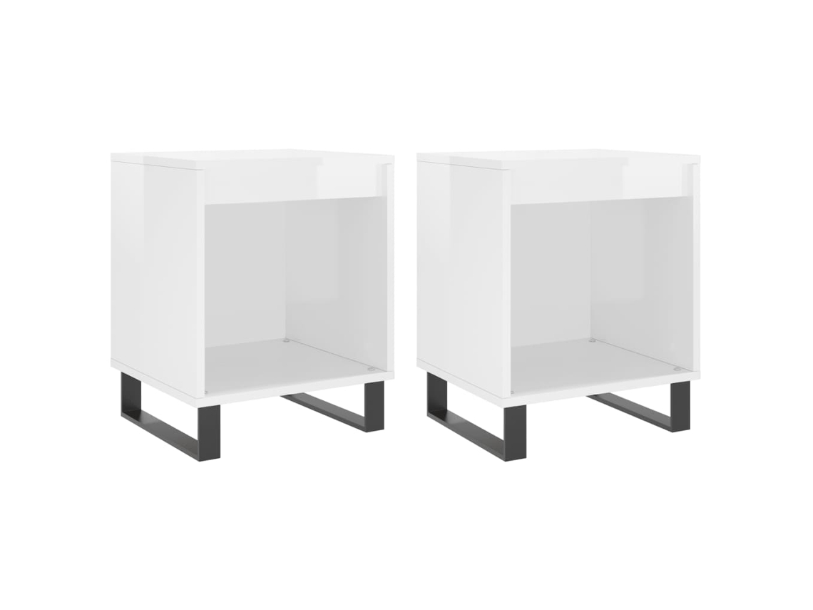 Conjunto de 2 Mesas de Cabeceira Branco Brilhante MAISON EXCLUSIVE