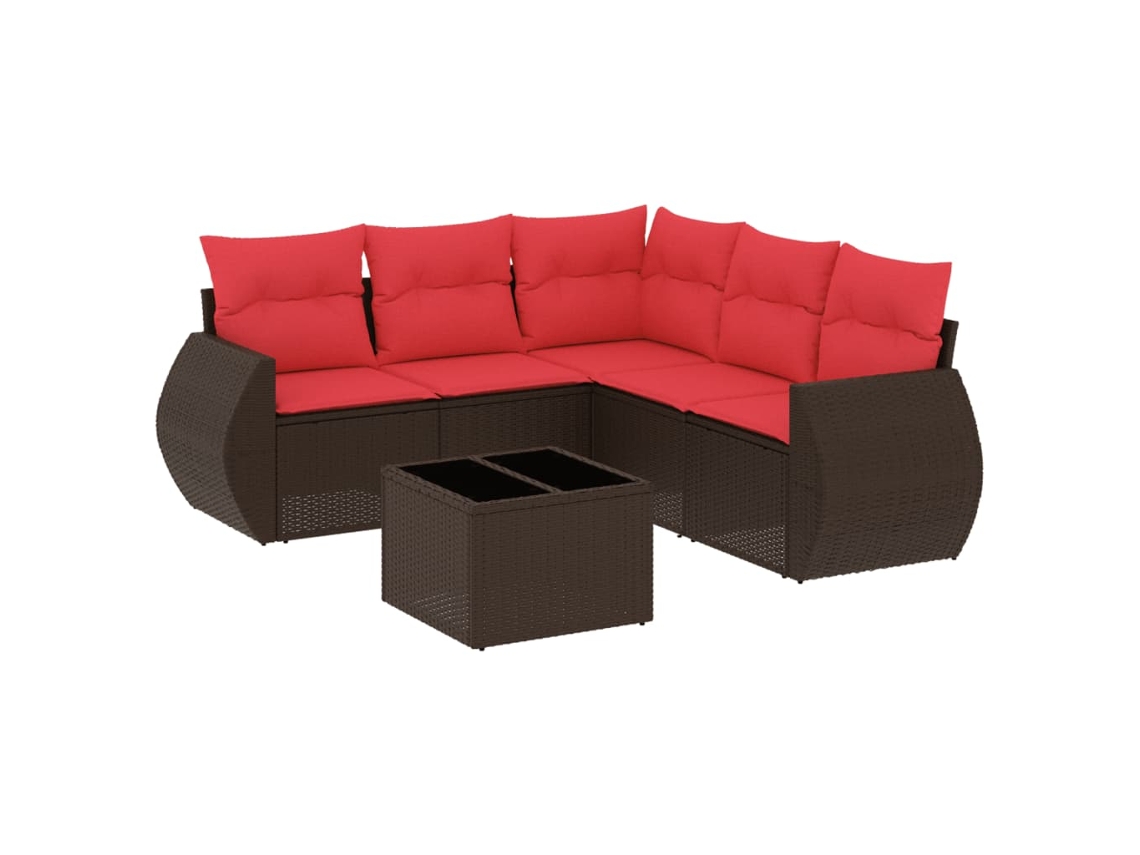 Conjunto de Sofá de Jardim, 6 Peças, Almofadas, Rattan Preto MAISON EXCLUSIVE