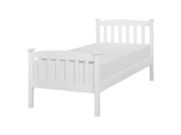 Cama De Madeira Maciça Com Cabeceira Beliani Giverny De Madeira De Pinho Branco 90x200