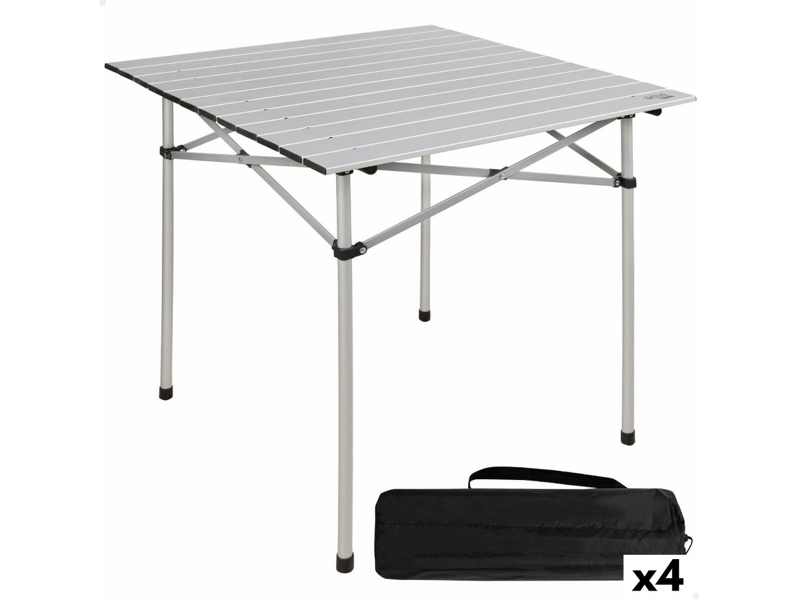 Mesa Dobrável Aktive Prateado Alumínio 70 X 70 X 70 Cm 4 Unidades