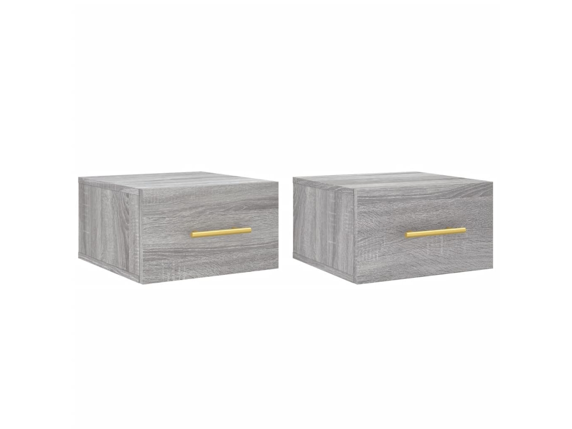 Conjunto de 2 Mesas de Cabeceira de Parede Cinzento Sonoma MAISON EXCLUSIVE (35x35x20 cm)
