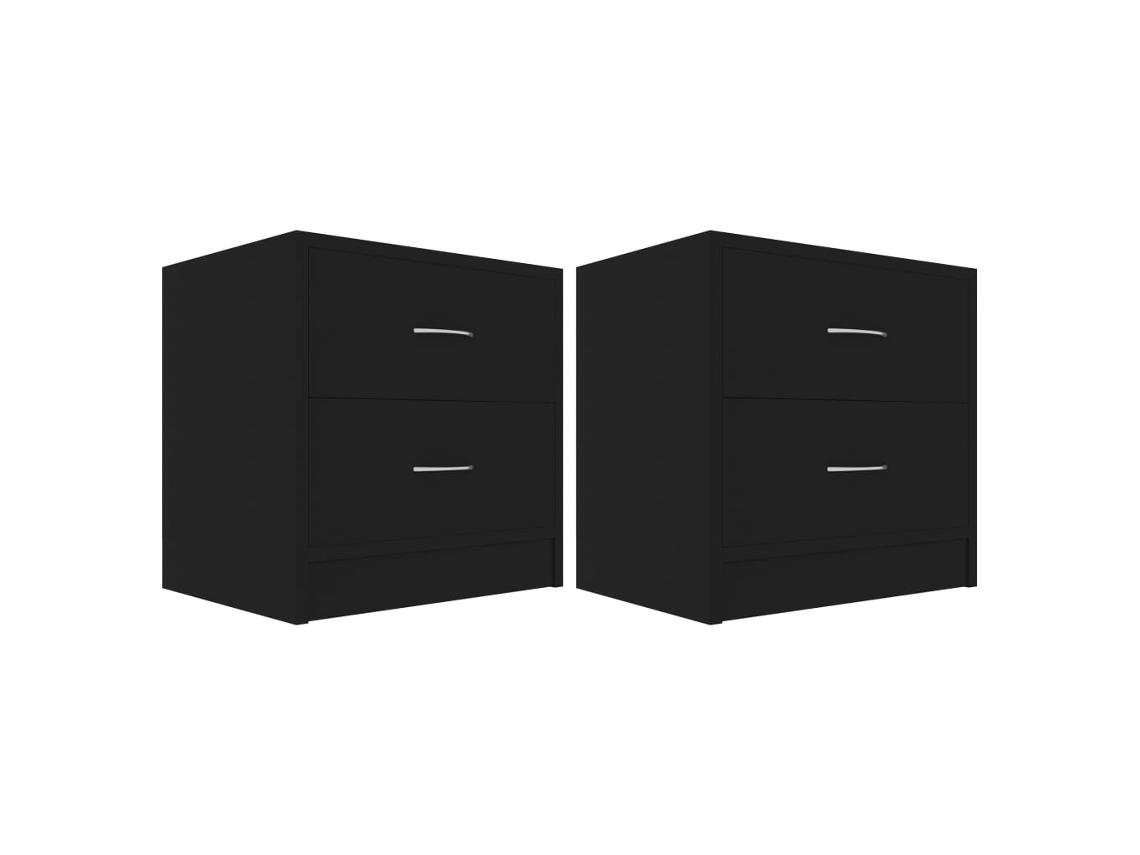 Conjunto 2 Mesa de cabeceira VIDAXL Preto Madeira processada (40x30x40 cm)