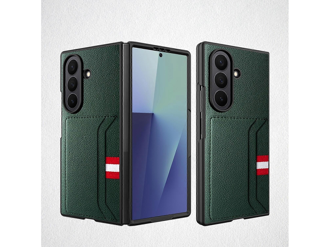 Capa Para Celular Samsung Galaxy Z Fold7 5g Com Estampa De Lichia, Compartimento Para Cartão Integrado E Adesivo.