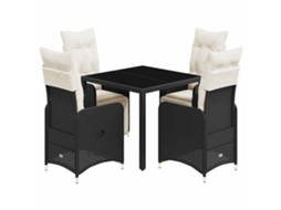 Conjunto de 5 Bistrôs de Jardim com Almofadões Vime Pe Preto MAISON EXCLUSIVE