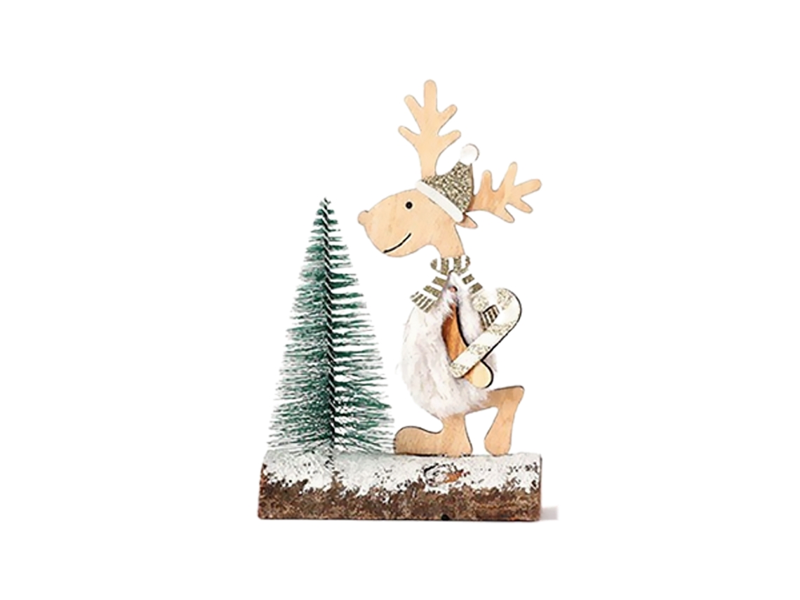 Laxiscreed Árvore De Natal Em Madeira Com Estilo Elk E Flores Brancas Para Decoração Natalícia