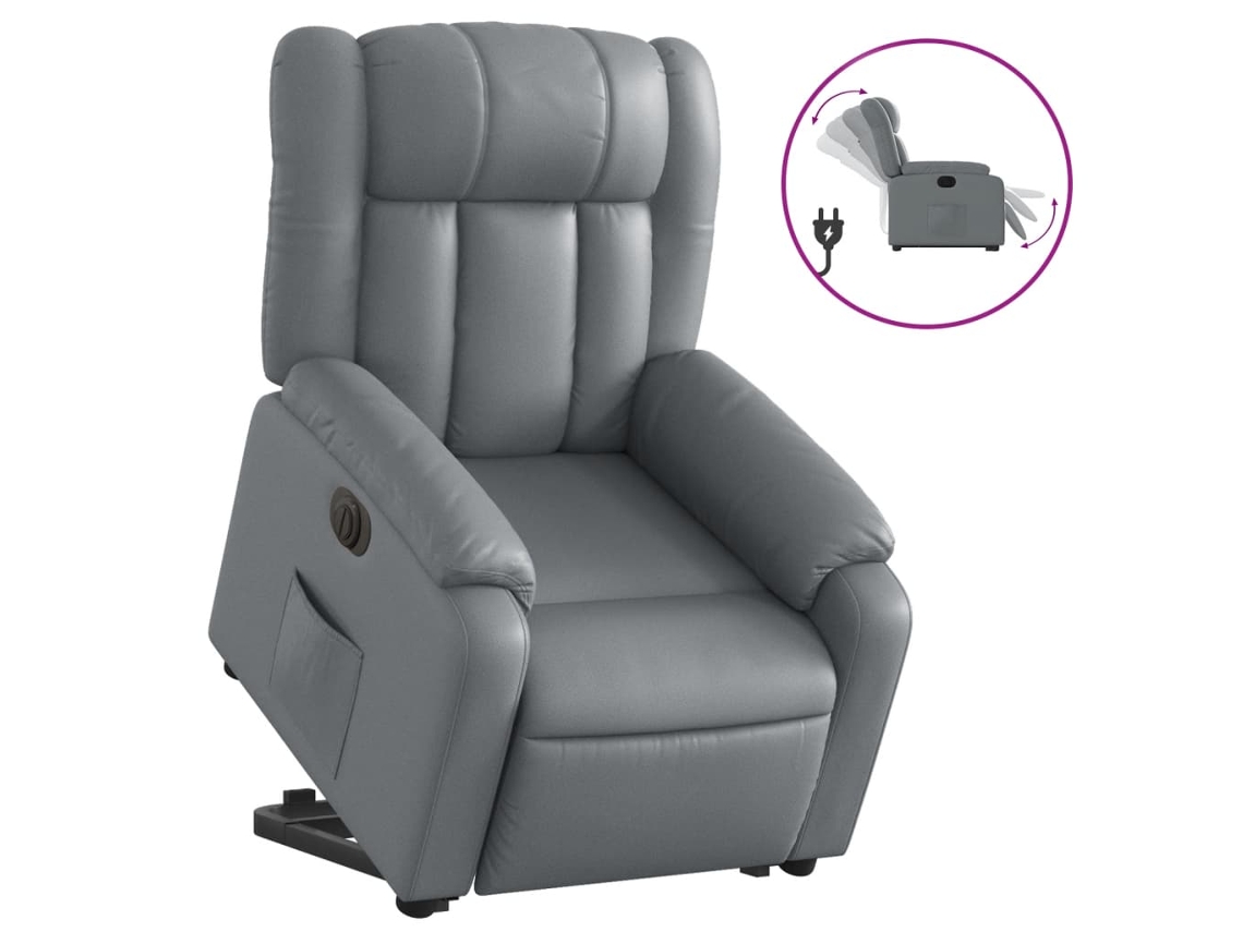 Electric Stand Up Recliner Chair, Electric Stand Up Recliner Chairs Vidaxl Cinzeto Couro Artificial