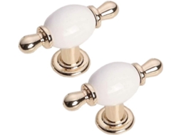 Conjunto De 2 Puxadores Cerâmica Dourados Para Armários Banheiro, Cozinha E Guarda Roupas, Ideais Para Gavetas, Cômodas