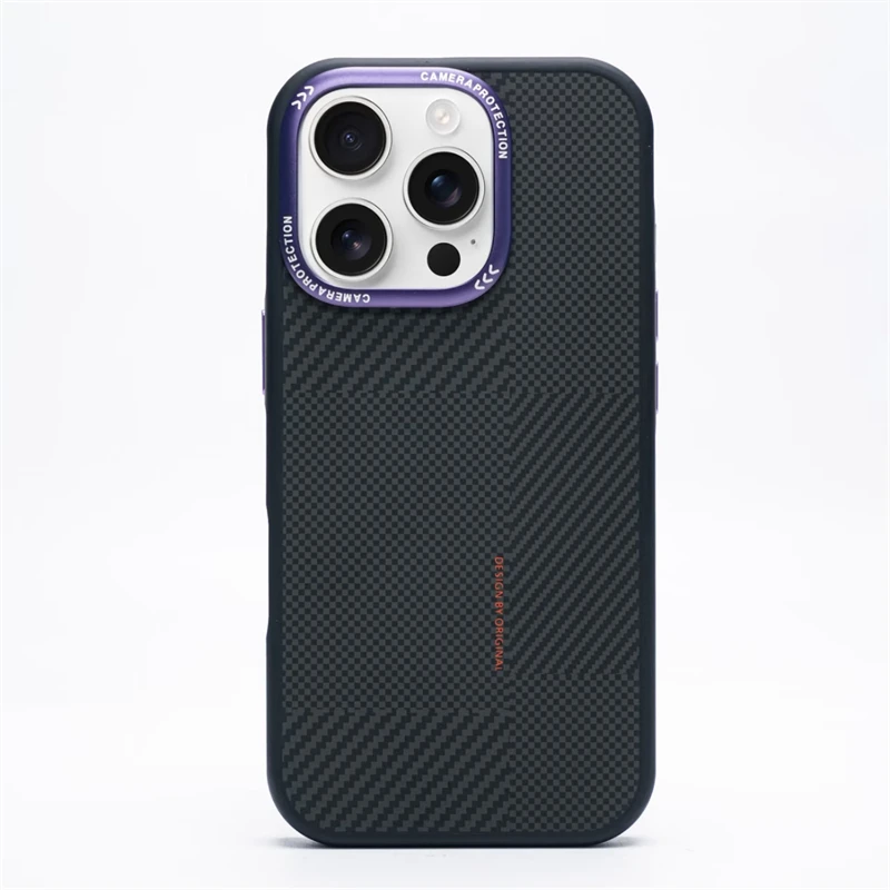 (roxo, Iphone 14 Pro) Caso De Telefone Texturizado Em Fibra De Carbono, Suporta Carregamento Sem Fio De Sucção Magnética Para Proteger A Câmera