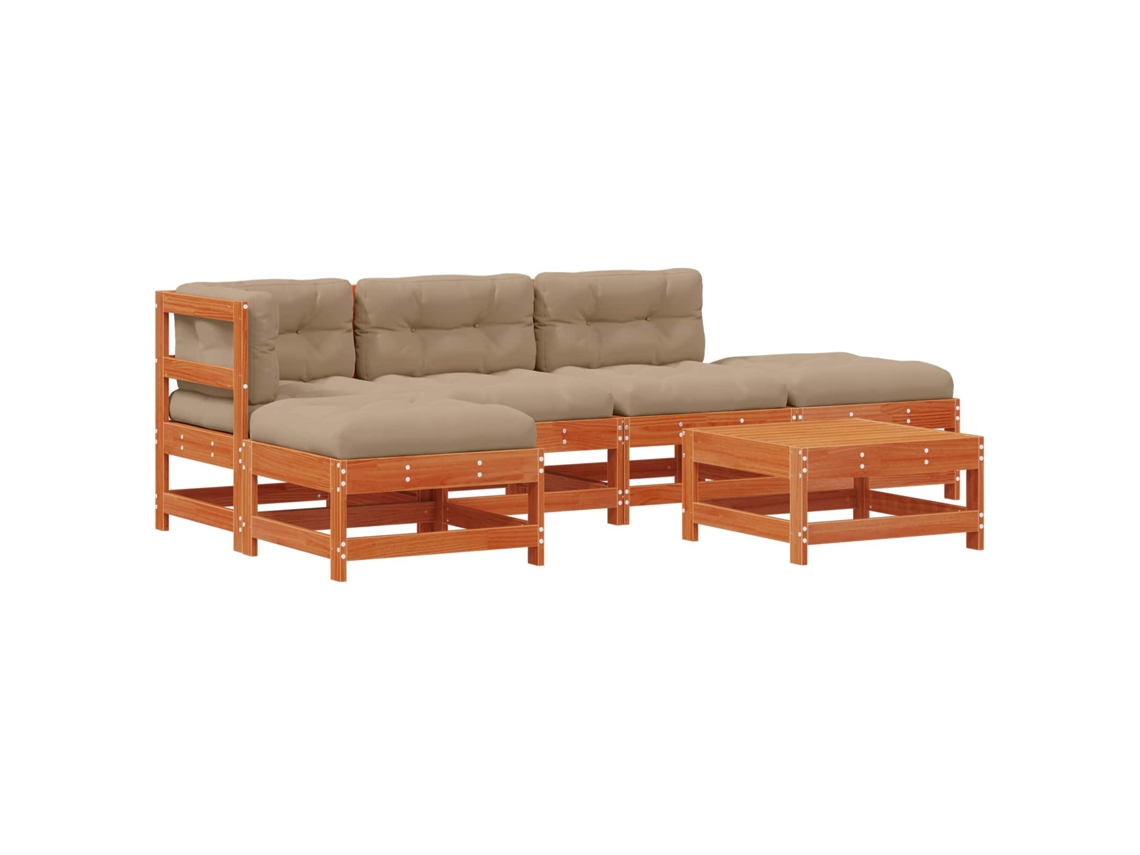 Maison Exclusive - Conjunto De Lounge De Jardim 5 Pcs Pinho Castanho Cera