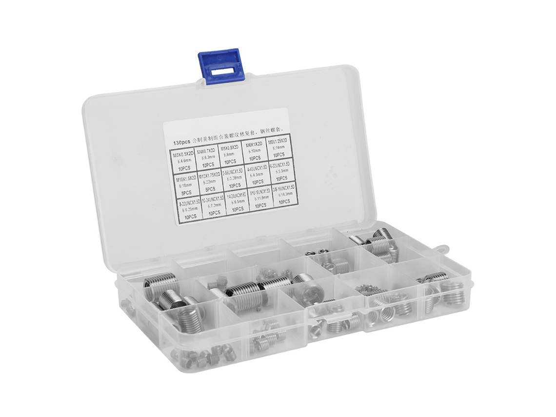 Laxiscreed Conjunto De Ferramentas De Reparo De Rosca Métrica/sae Com 140 Peças Em Aço Inoxidável