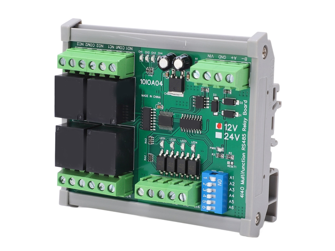 Módulo de Relé Rs485 4 Canais com Função de Reset Hardware Controle Dc12v
