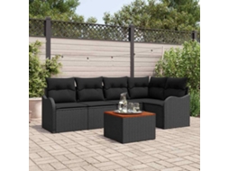 Vidaxl Conjunto De Sofá De Jardim 6 Unid. Preto Vime Pe