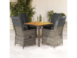 Conjunto 5 Peças Jantar P/ Jardim C/ Almofadões Vime Pe Cinza Dkd Home Decor