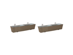 Conjunto 2 Varanda Vidaxl Cinzento Aço (80 X 17 X 17 Cm)